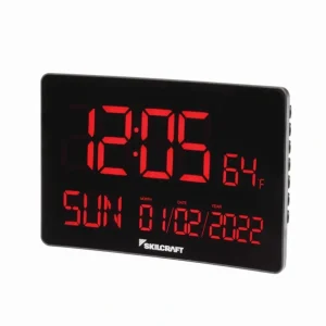 AbilityOne 6645016988078 Clock Digital Wall Mount And Desktop Self-Set Movement 2.44& Time Digits Black With Red Digits - One-stop shop for professional tools and equipment.^ Power Tools