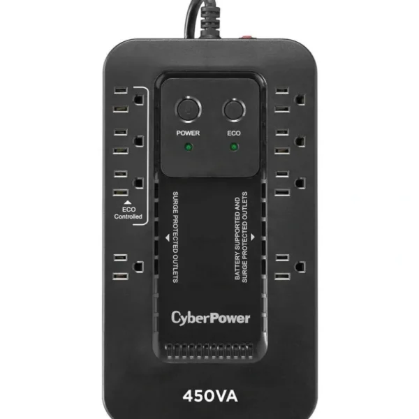 CyberPower EC450G Ecologic UPS Systems - 450VA/260W, 120 VAC, NEMA 5-15P, Compact, 8 Outlets, PowerPanel® Personal, $100000 CEG, 3YR Warranty - One-stop shop for professional tools and equipment.^ Power Tools