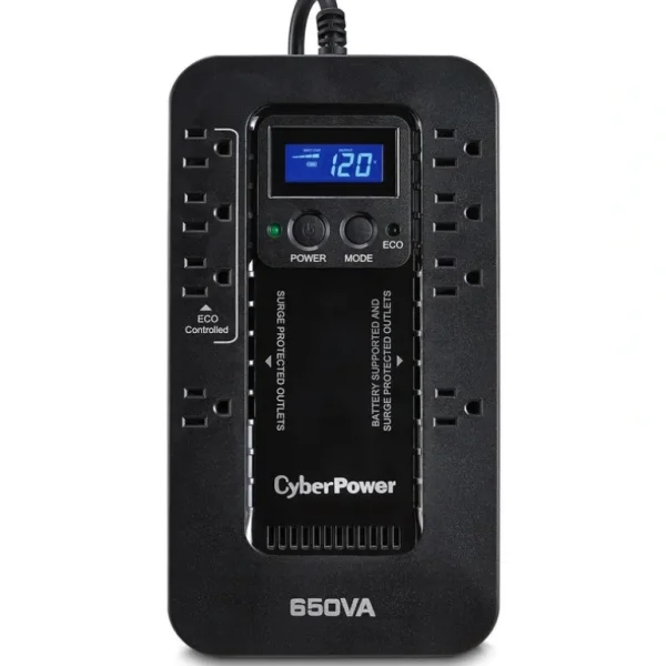 CyberPower EC650LCD Ecologic 650VA/390W Energy Efficient LCD Desktop ECO UPS - 650 VA/390 W - Desktop - 8 Minute Half Load - 8 x NEMA 5-15R - One-stop shop for professional tools and equipment.^ Power Tools