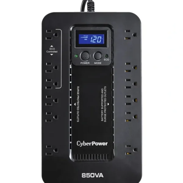 CyberPower EC850LCD Ecologic 850VA/510W Energy Efficient LCD Desktop ECO UPS - 850 VA/510 W - Desktop - 6 Minute Half Load - 12 x NEMA 5-15R - One-stop shop for professional tools and equipment.^ Power Tools