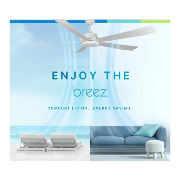Delta Breez VCA725LED-HEBK Breez Pleasanton, 72-inch 5-Blade, Wet Rated, Ceiling Fan with LED Light and Remote Control (Black) - One-stop shop for professional tools and equipment.^ Power Tools