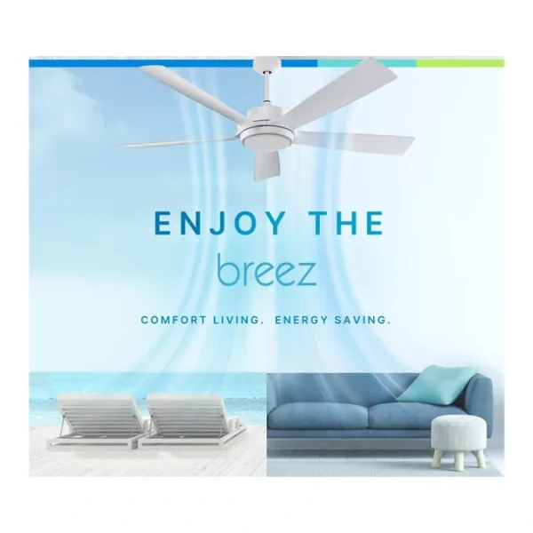 Delta Breez VCA605LED-HEBK Breez Pleasanton, 60-inch 5-Blade, Wet Rated, Ceiling Fan with LED Light and Remote Control (Black) - One-stop shop for professional tools and equipment.^ Power Tools