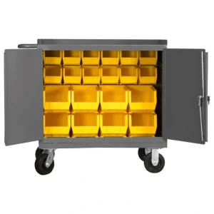 Durham 3100-BLP-20-95 MOBILE BENCH CABINET, 20 YELLOW BINS, 24-1/4 X 42-1/8 X 37-3/4 - One-stop shop for professional tools and equipment.^ Hand