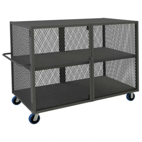 Durham HTL-3672-DD-2-6PU-95 MESH TRUCK, 1 FIXED SHELF, 1 BASE SHELF, 36 X 72, 2000 LBS. CAPACITY - One-stop shop for professional tools and equipment.^ Hand