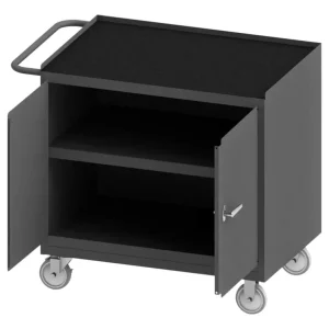 Durham 3100RM-5PU-95 MOBILE BENCH CABINET, 1 SHELF, BLACK RUBBER MAT, 24-1/4 X 42-1/8 X 36-3/8 - One-stop shop for professional tools and equipment.^ Hand