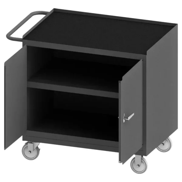 Durham 3100RM-5PU-95 MOBILE BENCH CABINET, 1 SHELF, BLACK RUBBER MAT, 24-1/4 X 42-1/8 X 36-3/8 - One-stop shop for professional tools and equipment.^ Hand