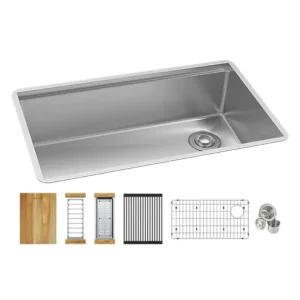 Elkay ECTRU30169RTWC Crosstown® 18 Gauge Workstation Stainless Steel 31-1/2& x 18-1/2& x 9& Single Bowl Undermount Sink Kit - One-stop shop for professional tools and equipment.^ Hand