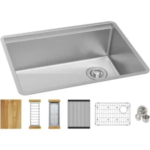 Elkay ECTRU24169RTWC Crosstown® 18 Gauge Workstation Stainless Steel 25-1/2& x 18-1/2& x 9& Single Bowl Undermount Sink Kit - One-stop shop for professional tools and equipment.^ Hand