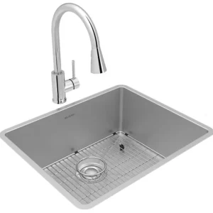 Elkay ECTRU21179TFCBC Crosstown® 18 Gauge Stainless Steel 22-1/2& x 18-1/2& x 9& Single Bowl Undermount Sink & Faucet Kit with Bottom Grid & Drain - One-stop shop for professional tools and equipment.^ Hand
