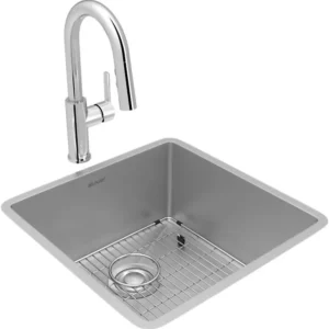 Elkay ECTRU17179TFCBC Crosstown® 18 Gauge Stainless Steel 18-1/2& x 18-1/2& x 9& Single Bowl Undermount Sink & Faucet Kit with Bottom Grid & Drain - One-stop shop for professional tools and equipment.^ Hand