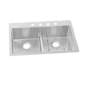 Elkay ECTSRA33229TBG Crosstown 18 Gauge Stainless Steel 33& x 22& x 9& Equal Double Bowl Dual Mount Sink Kit with Aqua Divide - One-stop shop for professional tools and equipment.^ Hand