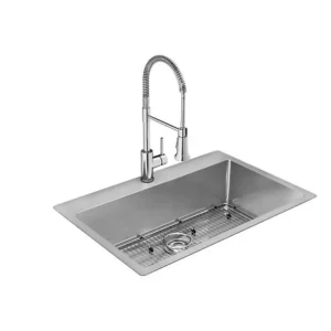 Elkay ECTSRS33229TFC Crosstown® 18 Gauge Stainless Steel 33& x 22& x 9& 1-Hole Single Bowl Dual Mount Sink Kit with Faucet - One-stop shop for professional tools and equipment.^ Hand