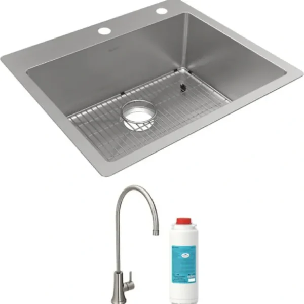 Elkay ECTSR25229TFGB Crosstown® 18 Gauge Stainless Steel 25& x 22& x 9& Single Bowl Dual Mount Sink Kit with Filtered Beverage Faucet - One-stop shop for professional tools and equipment.^ Hand