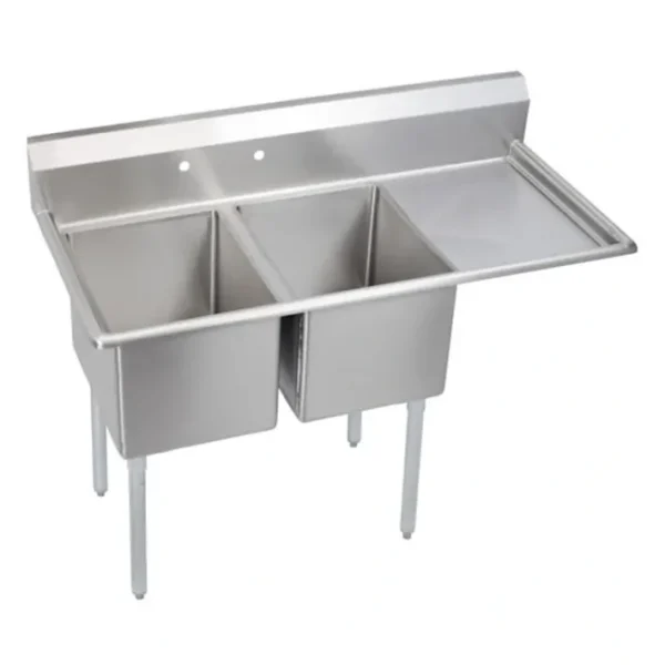 Clearance Elkay E2C16X20-R-18X Dependabilt Stainless Steel 54-1/2& x 25-13/16& x 43-3/4& 18 Gauge Two Compartment Sink w/ 18& Right Drainboard and Stainless Steel Legs - One-stop shop for professional tools and equipment. Accessories