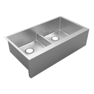 Elkay EFRUFFA3417 Crosstown® 16 Gauge Stainless Steel 35-7/8& x 20-1/4& x 9& Equal Double Bowl Tall Farmhouse Sink with Aqua Divide - One-stop shop for professional tools and equipment.^ Hand