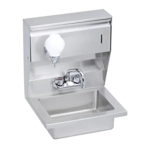 Store Elkay EHS-18-STDX Stainless Steel 18& x 14-1/2& x 23& 18 Gauge Hand Sink with Soap and Towel Dispenser and Faucet - One-stop shop for professional tools and equipment. Hand