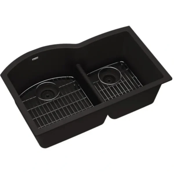 Elkay ELGHU3322RC Quartz Classic® 33& x 22& x 10& Offset 60/40 Double Bowl Undermount Sink Kit with Aqua Divide - One-stop shop for professional tools and equipment.^ Hand