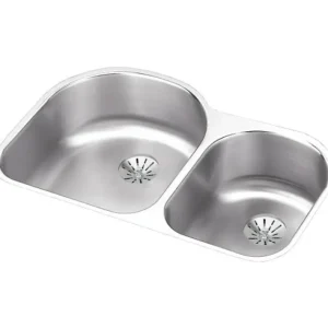Outlet Elkay ELUH3119RPD Lustertone® Classic Stainless Steel 31-1/4& x 20& x 7-1/2& Offset 60/40 Double Undermount Sink w/Perfect Drain® - One-stop shop for professional tools and equipment. Accessories