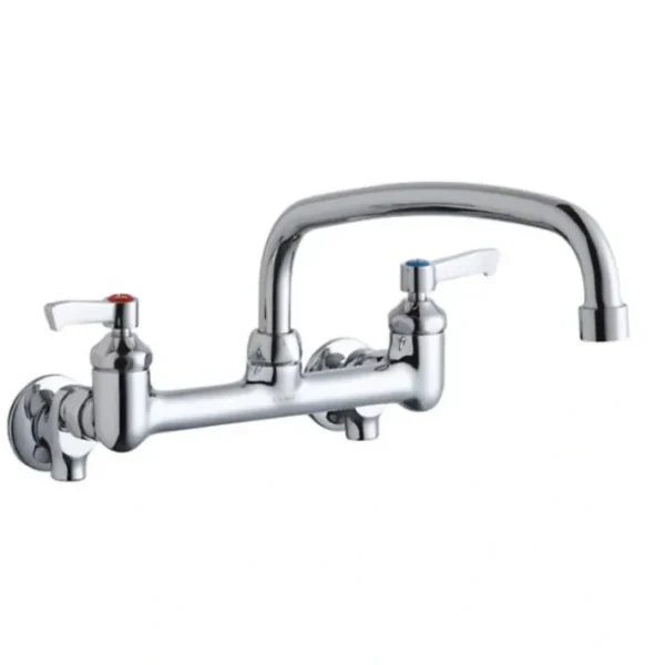 Cheap Elkay LK940AT12L2S Foodservice 8& Centerset Wall Mount Faucet with 12& Arc Tube Spout 2& Lever Handles 1/2& Offset Inlets+Stop - One-stop shop for professional tools and equipment. Hand