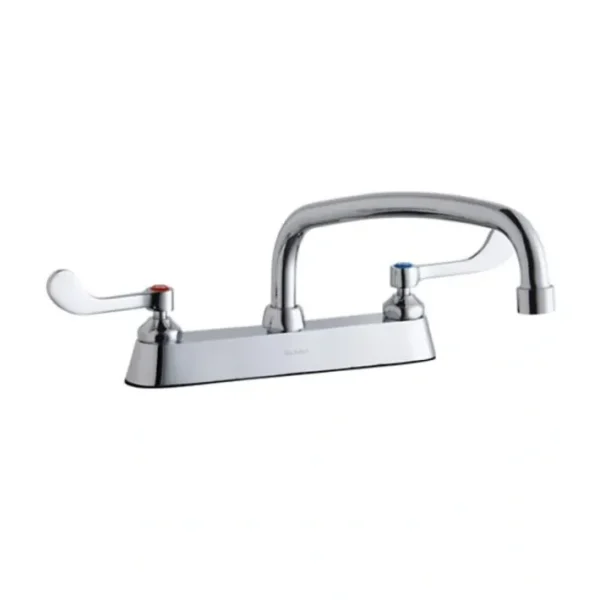 Best Elkay LK810AT12T4 8& Centerset with Exposed Deck Faucet with 12& Arc Tube Spout 4& Wristblade Handles Chrome - One-stop shop for professional tools and equipment. Hand