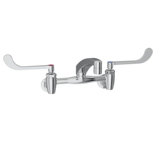 Best Elkay LK940AT08T6S Foodservice 8& Centerset Wall Mount Faucet with 8& Arc Tube Spout 6& Wristblade Handles 1/2& Offset Inlets+Stop - One-stop shop for professional tools and equipment. Hand