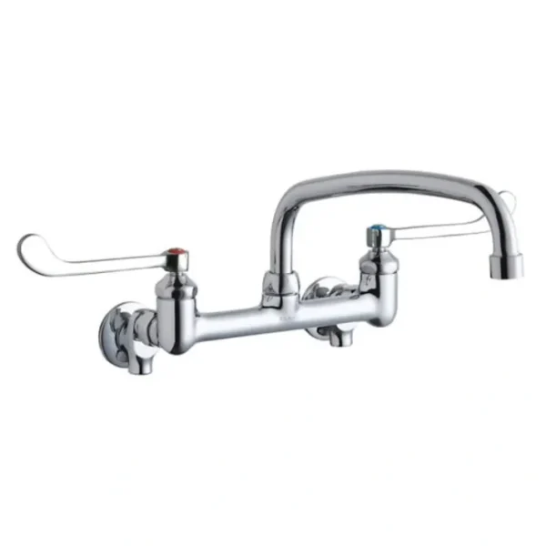 Cheap Elkay LK940AT12T6S Foodservice 8& Centerset Wall Mount Faucet with 12& Arc Tube Spout 6in Wristblade Handles 1/2& Offset Inlets+Stop - One-stop shop for professional tools and equipment. Hand