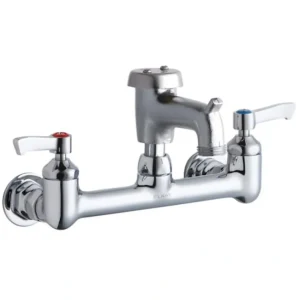 Clearance Elkay LK940BR03L2H 8& Centerset Wall Mount Faucet with 3& Bucket Hook Spout 2& Lever Handles 1/2& Offset Inlets Rough Chrome - One-stop shop for professional tools and equipment. Hand