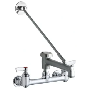 Fashion Elkay LK940BR07L2H 8& Centerset Wall Mount Faucet with 7& Bucket Hook Spout 2& Lever Handles 1/2& Offset Inlets Rough Chrome - One-stop shop for professional tools and equipment. Hand