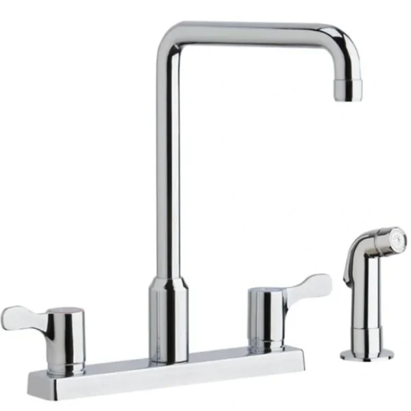 Hot Elkay LKD2443C 8& Centerset Exposed Deck Mount Faucet with Arc Spout and 2-5/8& Lever Handles with Side Spray Chrome - One-stop shop for professional tools and equipment. Hand