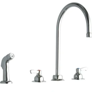 New Elkay LK801GN08L2 8& Centerset with Concealed Deck Faucet with 8& Gooseneck Spout 2& Lever Handles with Side Spray Chrome - One-stop shop for professional tools and equipment. Hand