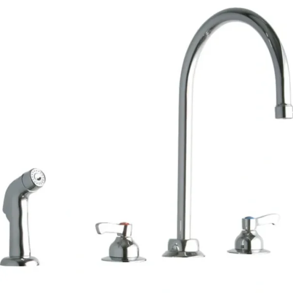 New Elkay LK801GN08L2 8& Centerset with Concealed Deck Faucet with 8& Gooseneck Spout 2& Lever Handles with Side Spray Chrome - One-stop shop for professional tools and equipment. Hand