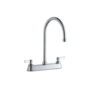 Best Elkay LK810GN08L2 8& Centerset with Exposed Deck Faucet with 8& Gooseneck Spout 2& Lever Handles Chrome - One-stop shop for professional tools and equipment. Hand