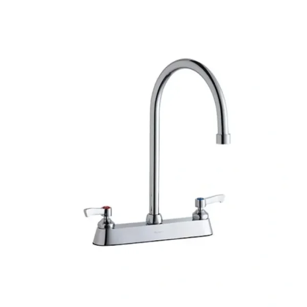 Best Elkay LK810GN08L2 8& Centerset with Exposed Deck Faucet with 8& Gooseneck Spout 2& Lever Handles Chrome - One-stop shop for professional tools and equipment. Hand