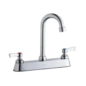 New Elkay LK810GN04L2 8& Centerset with Exposed Deck Faucet with 4& Gooseneck Spout 2& Lever Handles Chrome - One-stop shop for professional tools and equipment. Hand