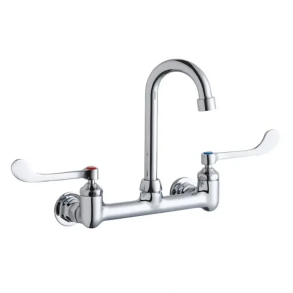 Online Elkay LK940GN04T6H Scrub/Handwash 8& Centerset Wall Mount Faucet w/4& Gooseneck Spout 6& Wristblade Handles 1/2& Offset Inlet - One-stop shop for professional tools and equipment. Hand
