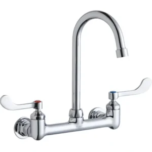 Hot Elkay LK940GN05T4H Scrub/Handwash 8& Centerset Wall Mount Faucet w/5& Gooseneck Spout 4& Wristblade Handles 1/2& Offset Inlet - One-stop shop for professional tools and equipment. Hand
