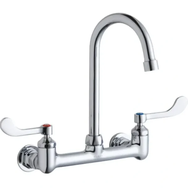 Hot Elkay LK940GN05T4H Scrub/Handwash 8& Centerset Wall Mount Faucet w/5& Gooseneck Spout 4& Wristblade Handles 1/2& Offset Inlet - One-stop shop for professional tools and equipment. Hand