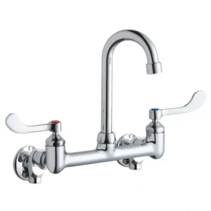 Best Elkay LK940GN04T4S Scrub/Handwash 8& Centerset Wall Mount Faucet with 4& Gooseneck Spout 4in Wristblade Handle 1/2& Offset Inlets+Stop - One-stop shop for professional tools and equipment. Hand