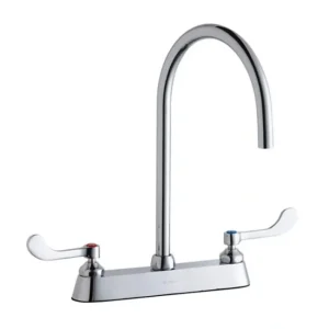 Flash Sale Elkay LK810LGN08T4 8& Centerset with Exposed Deck Laminar Flow Faucet with 8& Gooseneck Spout 4& Wristblade Handles Chrome - One-stop shop for professional tools and equipment. Hand