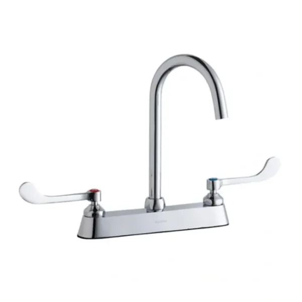 Shop Elkay LK810LGN05T6 8& Centerset with Exposed Deck Laminar Flow Faucet with 5& Gooseneck Spout 6& Wristblade Handles Chrome - One-stop shop for professional tools and equipment. Hand