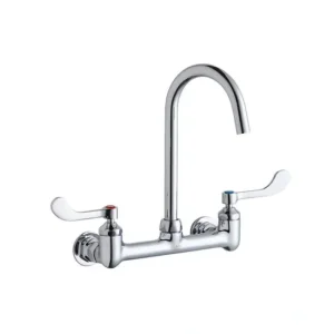 Best Elkay LK940LGN05T4H 8& Centerset Deck Mount Laminar Flow Faucet with 5& Gooseneck Spout 4& Wristblade Handles 1/2& Offset Inlets - One-stop shop for professional tools and equipment. Hand