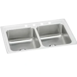 Elkay LR3321PD Lustertone® Classic Stainless Steel 33& x 21-1/4& x 7-7/8& Equal Double Bowl Drop-in Sink with Perfect Drain® - One-stop shop for professional tools and equipment.^ Hand
