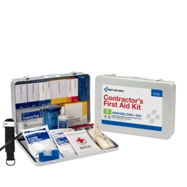 First Aid Only 91351 50 Person ANSI 2021 Class B, Contractor Metal First Aid Kit - One-stop shop for professional tools and equipment.^ Hand