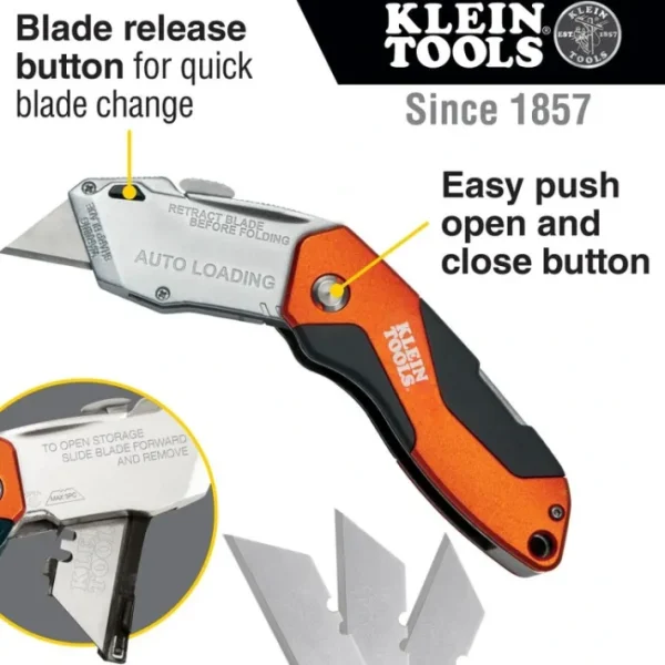 Clearance Klein Tools 44130 Auto-Loading Folding Utility Knife - One-stop shop for professional tools and equipment. Hand