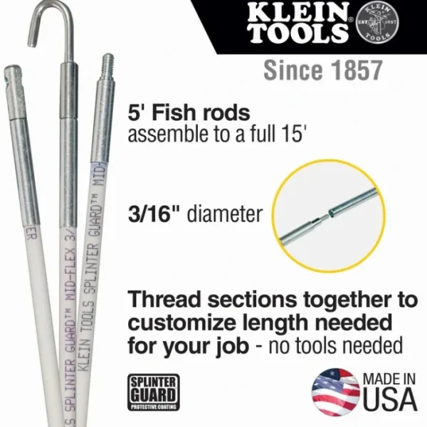 New Klein Tools 56415 Mid-Flex Glow Rod Set, 15-Foot - One-stop shop for professional tools and equipment. Hand