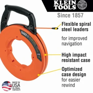 Klein Tools 56382 Multi-Groove Fiberglass Fish Tape with Nylon Tip, 50-Foot - One-stop shop for professional tools and equipment.^ Power Tools