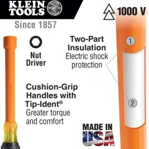 Klein Tools 33524 Nut Driver Set, 1000V Insulated, 9-piece - One-stop shop for professional tools and equipment.^ Hand
