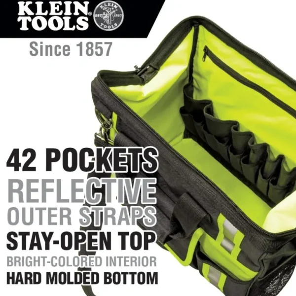 Klein Tools 55598 Tool Bag, Tradesman Pro High-Visibility Tool Bag, 42 Pockets, 16-Inch - One-stop shop for professional tools and equipment.^ Hand