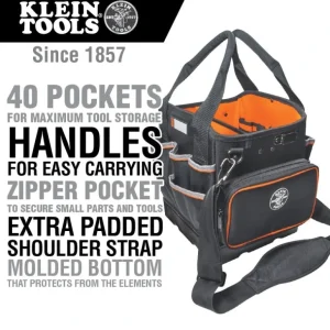 Klein Tools 5541610-14 Tool Bag, Tradesman Pro Tool Tote, 40 Pockets, 10-Inch - One-stop shop for professional tools and equipment.^ Hand