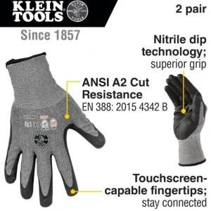 Klein Tools 60197 Work Gloves, Cut Level 2, Touchscreen, X-Large, 2-Pair - One-stop shop for professional tools and equipment.^ Hand